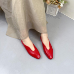 Johnature Retro Ehtne Nahk Madalad Lamedad Kingad Mitmek&uuml;lgsed &Uuml;hev&auml;rvilised Pehme Tald Naiste Slip-on Kingad 35 punane