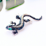 Pinkdudu Moesulamist Inkrusteeritud Rhinestone Gecko Pross Retrov&auml;rviline Loomade Pross Naistele Ehted Aksessuaarid Kingitused PD532 tumesinine v&auml;rv