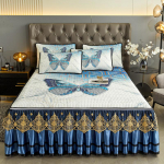 High quality latex embroidered mat three-piece set washable bed skirt bed sheet lace bedspread thickened ice silk mat 120x200cm