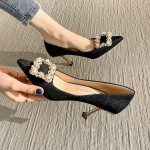 Uus disain Sense Niche Temperament Pumps All-Match naiste &scaron;ampanjast tikk-kontsaga k&otilde;rged kontsad 34 must