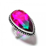 Natural Bi-Color Tourmaline Gemstone 925 Sterling Silver Ring Size 7 w1l31