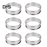 6 tk roostevabast terasest inglise muffinir&otilde;ngad mittenakkuva kattega koogivorm k&uuml;psetamiseks topeltrullitud servaga disainiga toidukvaliteediga 8 cm 10 cm k&uuml;psetusr&otilde;ngad S h&otilde;be