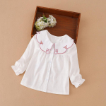 T&uuml;drukute pluusid 2024 kevad-s&uuml;gis beebide s&auml;rk 100% puuvillased pikkade varrukatega riided Armsad j&auml;nese tikitud topid 2-6 aastaks 90 valge