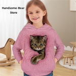 T&uuml;drukute 3D-kassi kapuutsiga pullover, pikkade varrukatega 3D-prindiga lasteriiete mood kost&uuml;&uuml;mid t&uuml;drukutele vanuses 2&ndash;12 aastat 100