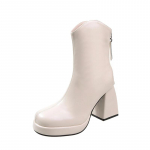 Naiste kingad Platvorm Tagant T&otilde;mblukuga Naiste saapad v&auml;listingimustes poolsaapad Naiste &uuml;mmarguse varba &otilde;mblemine &Uuml;lik&otilde;rge kontsaga kingad naistele 35 valkjas v&auml;rv