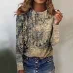 Naiste mood vabaaja pikkade varrukatega, &uuml;mara kaelusega pullover top pluus XXL pruun