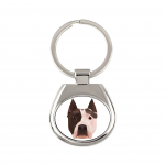 American Staffordshire Terrier, Amstaff - geometric keychain with a photo and the inscription Art-Dog