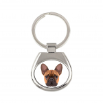 French Bulldog, Frenchie - geometric keychain with a photo and the inscription Art-Dog