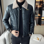 Meeste Talvine Uus Korea Versioon Trendikas Meeste Noorte Mood Vabaaja Paksendatud Suure Rev&auml;&auml;riga Nahast Puuvillase Polsterdusega Jakk 5XL