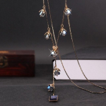 Uued geomeetrilised kristallist ripatsid, pikk kaelakee naistele Uued k&otilde;ik sobivad bijoux moeehted sinine
