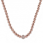 Uus 925 Sterling H&otilde;bedast Kaelakee Roosi- ja H&otilde;bedast Helmed & Pave Kristalliga Libisev Kaelakee Naistele Pulmakingitus DIY Euroopa Ehted 60cm Heleroosa