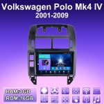 2 DIN Android Carplay Autoraadio Volkswagen Polo Mk4 IV 2001-2009 jaoks Multimeediapleieri Peaseade Stereo GPS-navigatsioon BT WIFI 2+32GB 1+16GB must