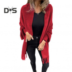 Talvine s&uuml;gisene naiste jope paks fliis narmas tutt &auml;&auml;ris pikad nahkhiire varrukad avatud &otilde;mblusega kardigan kootud udune keskmise pikkusega mantel &otilde;ues igap&auml;evaseks kandmiseks sall M hall