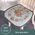 Kohandatud peene tikitud lilledega U-kujulised istmepadjad rihmadega Hiina stiilis puuvillane linane kontori kodu toolipadjad libisemiskindel t&otilde;mblukk 44x42cm (with straps)