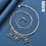 925 h&otilde;bedane kolme ussiga ketiga liblika kaelakee moodsad pulmaehted 48cm  1.20*1.90cm