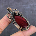 Red Labradorite Gemstone Copper Wire Wrap Jewelry Pendant 2.48 r2n60