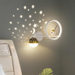 Lastetoa seinalamp Creative Astronaut Cartoon Astronaut Starry Sky Magamistoa voodivalgusti valge