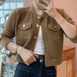 Naiste s&uuml;gis- ja talvine vintage kootud kardigan &uuml;hev&auml;rviline kampsun One Size roheline