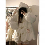 Talver&otilde;ivad Armsad Jakid Naistele K&uuml;&uuml;likuk&otilde;rvadega Kapuutsiga Lambavillane &Uuml;ler&otilde;ivad &Uuml;lem&otilde;&otilde;dulised Paksenenud Mood Y2K Kawaii Mantlid M valge