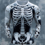 3D-prindiga Skeleton Skulls Muster T-s&auml;rgid Meeste pikkade varrukatega vabaaja mood T-s&auml;rk Top dressipluus Hingav t&auml;navar&otilde;ivad lahtised s&auml;rgid S