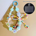 V&auml;rviline Bowknot helmestega v&otilde;tmehoidja Sweet telefoni ripats ja kaardi kaotsiminekuvastane randmepael k&otilde;rvaklappide &uuml;mbris kaelarihmaga kott Dekoratsioon sinine