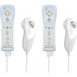 2X blanc manette Telecommande avec Motion Plus + Nunchuck Nintendo Wii