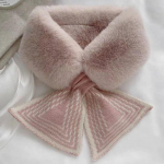 Naiste talvine soe paks ristkrae kaelasoojendaja &uuml;hev&auml;rviline kunstk&uuml;&uuml;liku karusnahast pl&uuml;&uuml;sist elegantsed sallid roosa