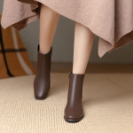 mood Moodsad Naiste L&uuml;hikesed Saapad Paksu Kontsaga Pruun Pehme Nahk Pahkluusaapad Uus Saabumine S&uuml;gis/talv 2024 Kevad/s&uuml;gis Saabas 38 pruun