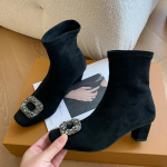 Naiste kingad m&uuml;&uuml;gil 2024. aasta moevarrukatega naiste saapad Talvised, kandilise varbaga litrid, tugevad l&uuml;hikesed t&uuml;nnid, paksud kontsad, naiste saapad 35 must