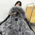 WTEMPO S&uuml;gistalvised naiste lahtised eemaldatavad kunstkarusnahast voodermantlid, suured &uuml;hev&auml;rvilised vabaaja kapuutsiga joped Naiste soojad pikad parkad M must