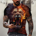 Suvine retro T-s&auml;rk Animal Lion 3D Prindiga Mood l&uuml;hikeste varrukatega &uuml;laosa Elastne Suurem&otilde;&otilde;tmeline riietus Dressipluus Fitness T-s&auml;rk meestele S