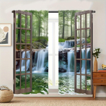 2 tk Suurep&auml;rane Metsa juga Maastikukardin Kodu Dekooriks Vardatasku Aknakate Magamistoa Kontori K&ouml;&ouml;gi jaoks 100W130H(CM)40x51in&Grommet Top gray