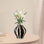 Keraamiline vaas Lilledega dekoratiivne kinkelaud Kodukaunistuse taimekonteiner Short vase