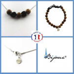 Pierres et Min&eacute;raux. Parure bijoux Bracelet Collier Perles bois 8 mm + Tourmaline Schorl du Taille personnalisable.