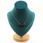 Pierres et Min&eacute;raux. Collier 3 perles Obsidienne mahogany 8 mm. Chaine en acier inoxydable Collier femmes, hommes. Taille personnal