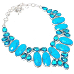 Natural Arizona Turquoise, Topaz 925 Sterling Silver Jewelry Necklace 18 g3q51