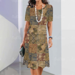 Suvised naisteriided l&uuml;hikeste varrukatega kleidid ebakorrap&auml;raselt prinditud pikk kleit 3d retro stiilis naisteriided lahtised &uuml;mara kaelusega pullover 8XL