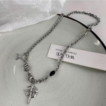 Y2K Kuuba Figaro Chain Star Moon Pendant Kaelakee Punk Must Tsirkoon Kett Choker Kaelakee 1PC
