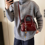 Premium Retro &Otilde;livaha Nahast V&auml;ike Kott Naiste Talvine Mitmek&uuml;lgne Messenger-kott Kaasaskantav Bostoni Kott no pendant punane