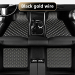BLALION Auto P&otilde;randamatid 4 tk Universaalsed PU Veekindlad Auto Jalapadja Kaitsmed Vaip Eesmised ja Tagumised Mattide Komplekt Sisustustarvikud 4pcs Gold line
