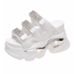 Naiste suvised k&otilde;rged 10 cm kiilud Bling-kingad Platvorm Sandaalid Pandlaga Mood Outside Tursked sandaalid Ranna vabaaja slaidikingad EU38/CN39 must