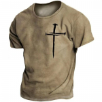 Vintage T-s&auml;rk Christian Jesus 3D-prindiga vabaaja l&uuml;hikeste varrukatega &uuml;lisuurte ristk&uuml;likutega T-s&auml;rk Suvine mood t&auml;navar&otilde;ivad Meeste T-s&auml;rk S