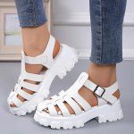 Suvemood Gladiaator Naiste kitsas rihmaga ristseotud platvorm kandiline kand Peep Toe Rooma disain Seksikad k&uuml;psed kingad naistele naistele 36