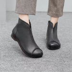 Vintage stiilis nahast naiste saapad Lamedad papud Pehmed veisenahast naiste kingad ees lukuga poolsaapad zapatos mujer naiste saapad 35