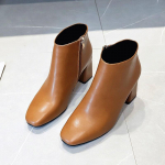 Saapad Naiste Kingad 2024 L&uuml;hikesed Saapad Kevad ja S&uuml;gis K&otilde;rge Kontsaga Pahkluusaapad Nahksaapad Paksu Kontsaga K&uuml;lgmine Lukk Naiste Saapad 41 tumepruun v&auml;rv