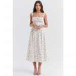 Kevadsuvi naiste p&auml;itsetega l&uuml;hikeste varrukatega rinnakorviga v&auml;ike lillemustriga kleit pikk kleit S roosa