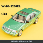 2024 Uus Simulatsioon 1/24 Skaala Benzs W140 320SEL Vanaaegse Auto Mudel Heli Valgusega Laste Valatud Sulamist M&auml;ngus&otilde;iduk Kollektsioneeritav Auto roheline