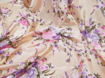 Suur lilleline siidsatiinkangas cheongsam'i, voodri ja peakatte paela jaoks