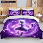 10 suurust Pokemon Mewtwo tr&uuml;kiga voodipesukomplekt multikas anime tekikott tekk padjap&uuml;&uuml;r poisid t&uuml;drukud lapsed t&auml;iskasvanud king suurus kingitus EU single(135x200cm)
