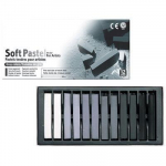 Craies pastel sec - Mungyo - MP-12GP - Camaieu de gris - Boite de 12 - Section carr&eacute;e 1 cm hall